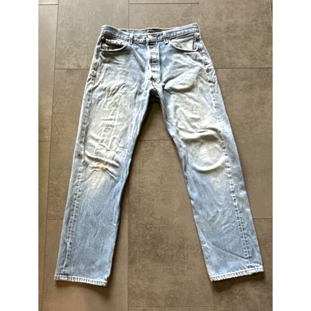 Levi's 501 Button Fly jeans super distressed 35x34 *shrunk* 33x29 retro grunge